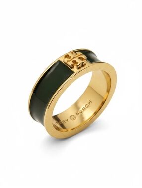 Tory Burch Kira Enamel Ring - Dark Green